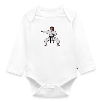 Karate, woman, drawing - Organic Longsleeve Baby Bodysuit - white - Front