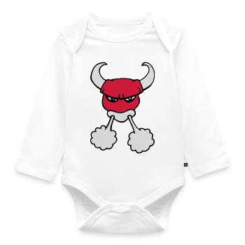 Stierkuh Kuh Stier angry bull comics Chicago - Baby Bio-Langarm-Body - Weiß - Vorne