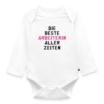 Arbeiter - Arbeiterin - Arbeit - Gewerkschaft - Baby Bio-Langarm-Body - Weiß - Vorne
