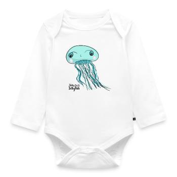 Méduse turquoise jalouse aux joues roses - Body Bébé bio manches longues - blanc - Devant