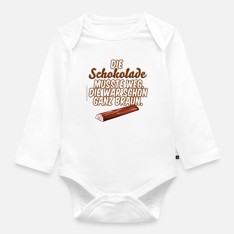 Schokolade musste weg - Baby Bio-Langarm-Body - Weiß