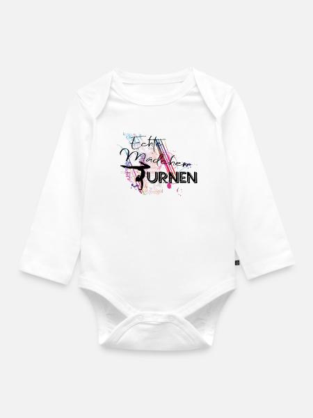 Echte Mädchen Turnen - Baby Bio-Langarm-Body - Weiß