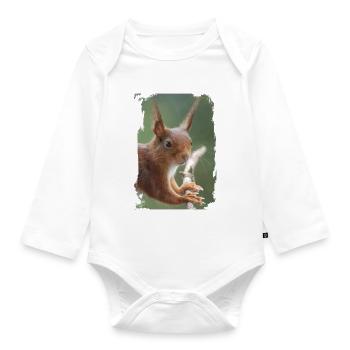 squirrel - Organic Longsleeve Baby Bodysuit - white - Front