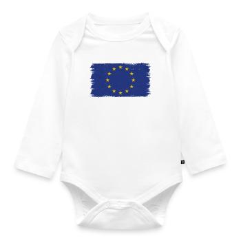 Coup de pinceau peint du drapeau de l'Europe - Body Bébé bio manches longues - blanc - Devant
