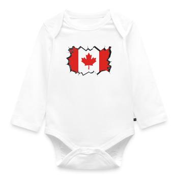 Kanada Flagge Ahorn Ahornblatt Maple Leaf Canada - Baby Bio-Langarm-Body - Weiß - Vorne