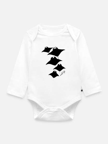 Rochen Wildlife - Baby Bio-Langarm-Body - Weiß
