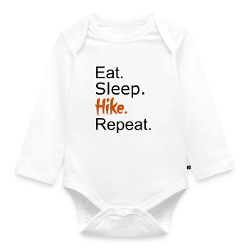 Eat. Sleep. Hike. Repeat. - Organic Longsleeve Baby Bodysuit - white - Front