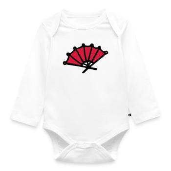 Asian fan hand fan asian hand fan - Organic Longsleeve Baby Bodysuit - white - Front