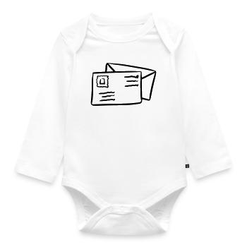Letter Post Envelope Message - Organic Longsleeve Baby Bodysuit - white - Front