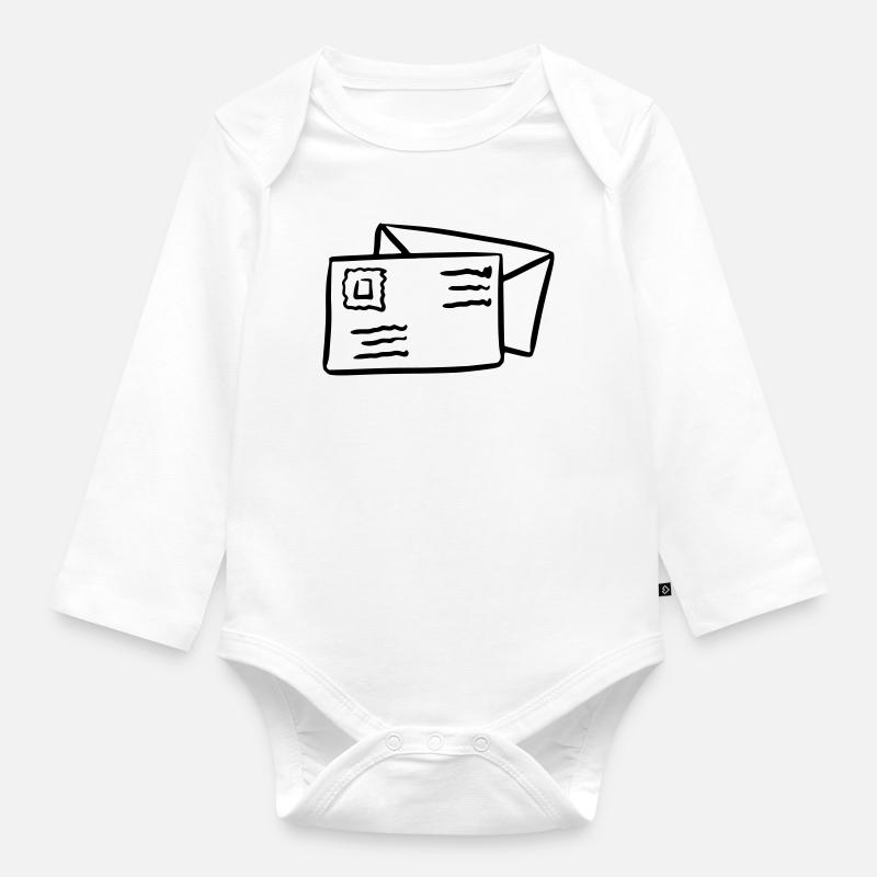 Brief Post Briefumschlag Sendung Nachricht - Baby Bio-Langarm-Body - Weiß