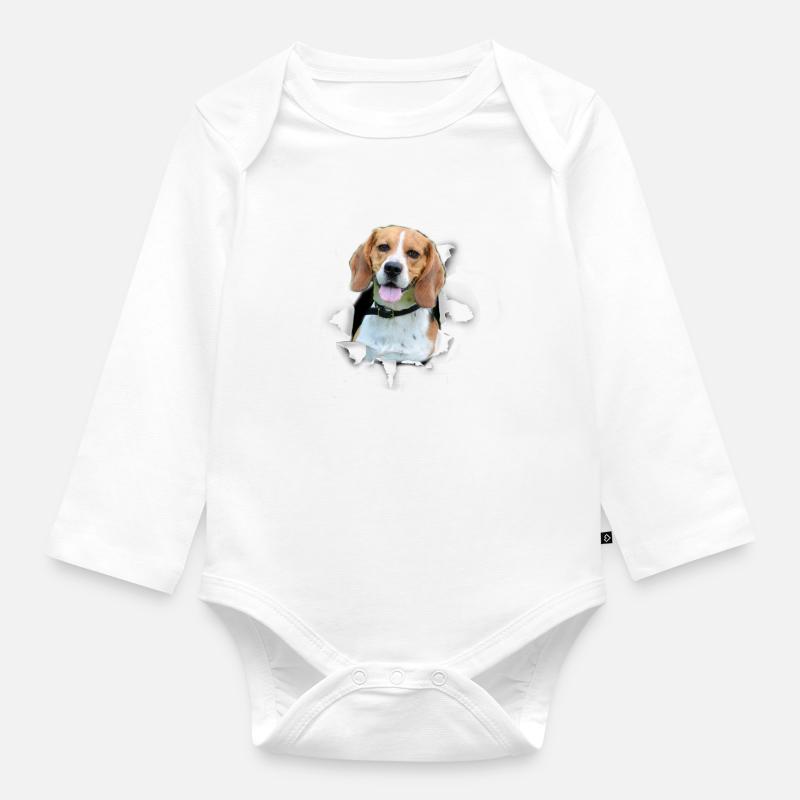 Beagle - Beagle Chien - Body Bébé bio manches longues - blanc