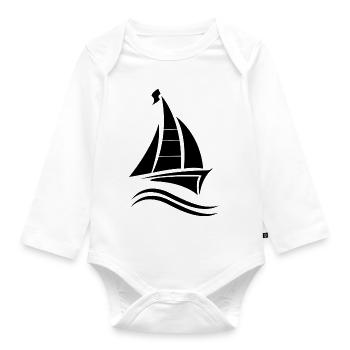 Sailing Sailboat Sailing Certificate - Organic Longsleeve Baby Bodysuit - white - Front