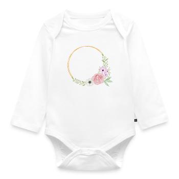 Flower wreath. watercolour. Super customizable. - Organic Longsleeve Baby Bodysuit - white - Front