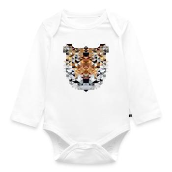 Tiger im Triangulation Design für Kunstliebhaber - Baby Bio-Langarm-Body - Weiß - Vorne