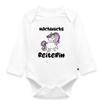 Nachwuchsreiterin Baby Party Reiten Pferde Pferd - Baby Bio-Langarm-Body - Weiß - Vorne