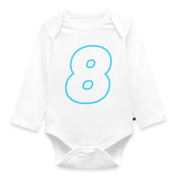 8 Zahl symbol - Baby Bio-Langarm-Body - Weiß - Vorne