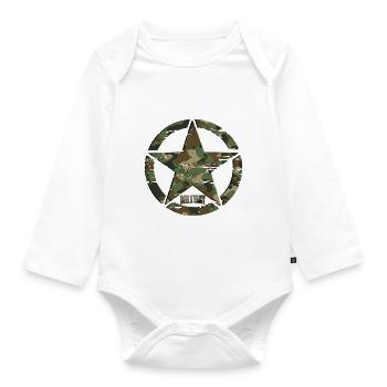 Military Star - Militärische Tarnung - Baby Bio-Langarm-Body - Weiß - Vorne