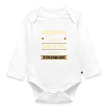 Cadeau pas parfaite mais cavalière cheval - Body Bébé bio manches longues - blanc - Devant