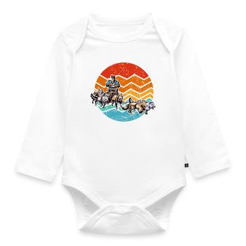 Sled dogs and sledding - Organic Longsleeve Baby Bodysuit - white - Front