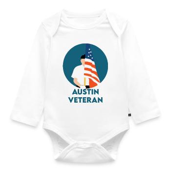 Austin-Veteran - Baby Bio-Langarm-Body - Weiß - Vorne