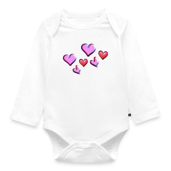 symbole de motif de cœur de cœur de cœur rose - Body Bébé bio manches longues - blanc - Devant