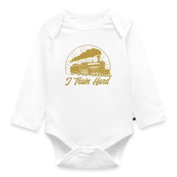 Model Railway Trains Engine Driver Gift - Organic Longsleeve Baby Bodysuit - white - Front