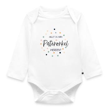 Willst du mein Patenonkel sein? Neffe Kind - Baby Bio-Langarm-Body - Weiß - Vorne