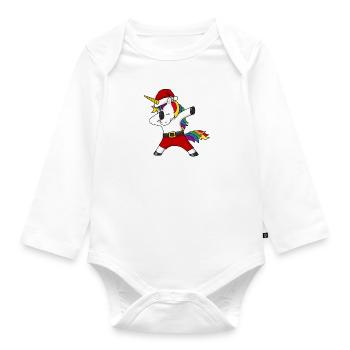 Christmas Unicorn colourful Christmas Gift - Organic Longsleeve Baby Bodysuit - white - Front
