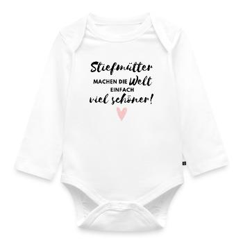 Stiefmütter machen die Welt viel schöner - Baby Bio-Langarm-Body - Weiß - Vorne