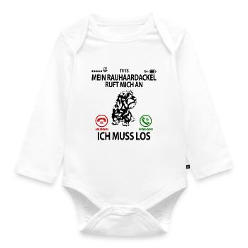 Rauhaardackel Liebhaber Sprüche Lustige Witzig - Baby Bio-Langarm-Body - Weiß - Vorne