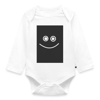 Happy Smile Black - Baby Bio-Langarm-Body - Weiß - Vorne