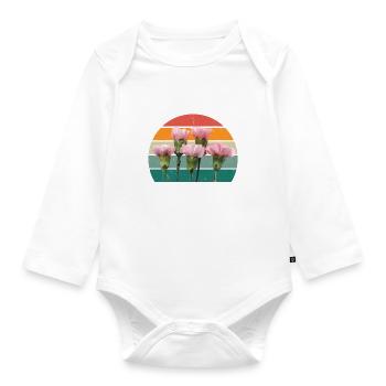 Blumen Garten Gärtner Blumenstrauß BLUMENLIEBE - Baby Bio-Langarm-Body - Weiß - Vorne