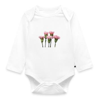 Blumen Garten Gärtner Blumenstrauß BLUMENLIEBE - Baby Bio-Langarm-Body - Weiß - Vorne