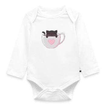 Katzen Kafee - Baby Bio-Langarm-Body - Weiß - Vorne