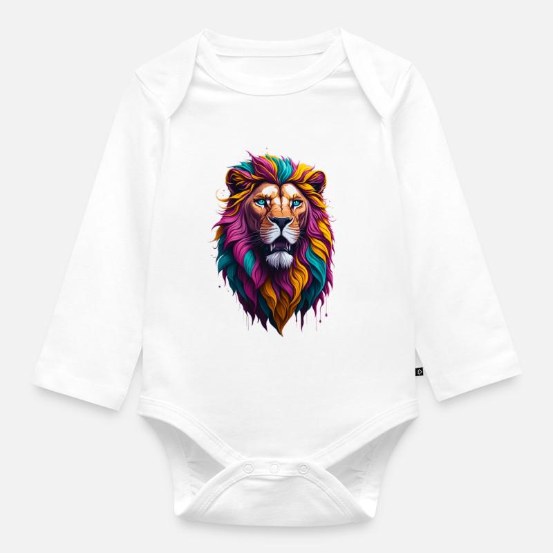 Leo 4 - Organic Longsleeve Baby Bodysuit - white