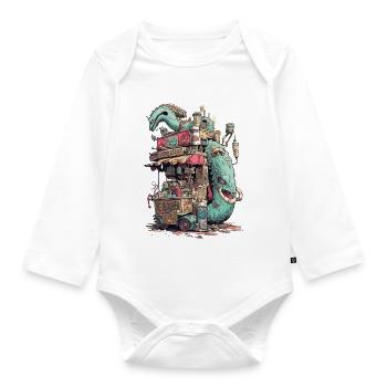 Fast food stand of the monster twins - Organic Longsleeve Baby Bodysuit - white - Front