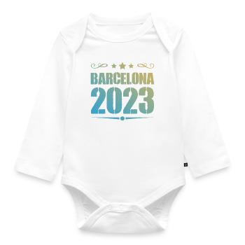 Barcelona 2023 - Baby Bio-Langarm-Body - Weiß - Vorne