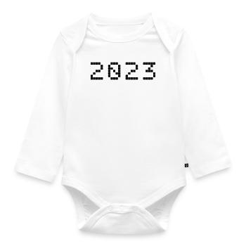 2023 - Année - Réveillon du Nouvel An - Body Bébé bio manches longues - blanc - Devant