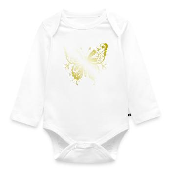 Butterfly Mandala gold - Organic Longsleeve Baby Bodysuit - white - Front