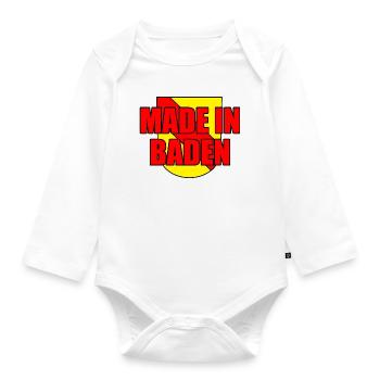 Made in Baden badisch Badner Spruch Sprüche - Baby Bio-Langarm-Body - Weiß - Vorne