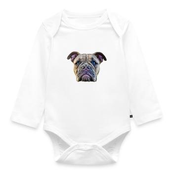 ICH LIEBE MEINE Bulldogge Bulldog Bulldoggen - Baby Bio-Langarm-Body - Weiß - Vorne