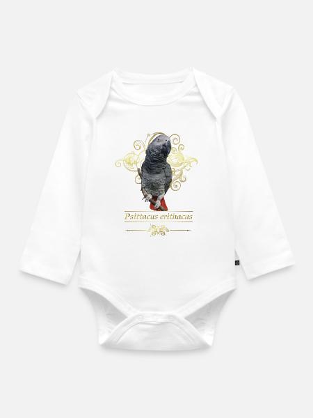 Der graue Papagei - Baby Bio-Langarm-Body - Weiß
