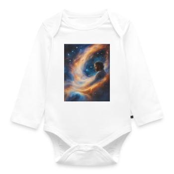 God transcends in stardust - Organic Longsleeve Baby Bodysuit - white - Front