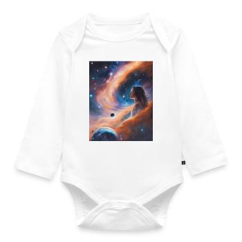 Goddess transcends in stardust - Organic Longsleeve Baby Bodysuit - white - Front