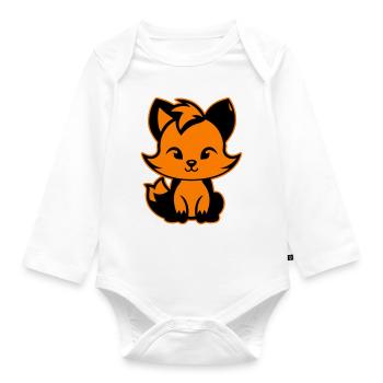 Fox Cute Cute Baby - Organic Longsleeve Baby Bodysuit - white - Front