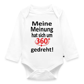 Meine Meinung 360 grad gedreht -Vers.1 - Baby Bio-Langarm-Body - Weiß - Vorne