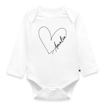 Amalia Nom Heart Line - Body Bébé bio manches longues - blanc - Devant