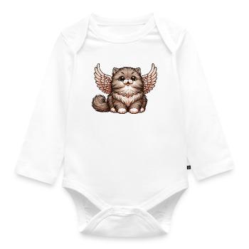 Persian Cat Angel Fluffy Fur - Organic Longsleeve Baby Bodysuit - white - Front