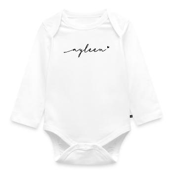Ayleen Cursive Name - Organic Longsleeve Baby Bodysuit - white - Front