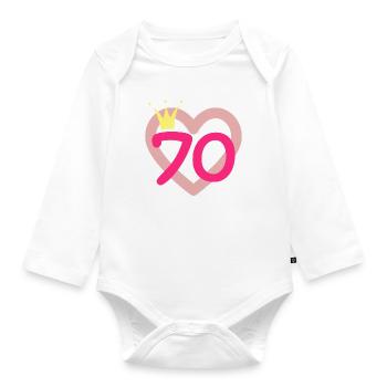 70th Birthday Princess Crown - Organic Longsleeve Baby Bodysuit - white - Front